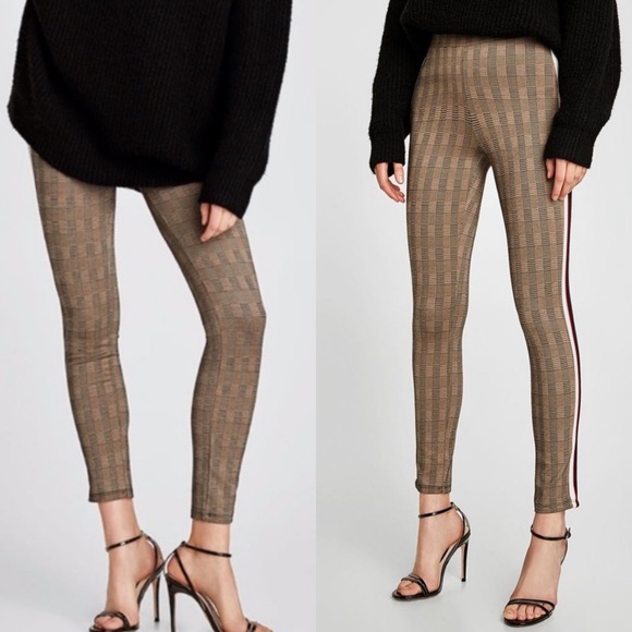 Zara Checked Leggings with Side Stripes - Picture 3 of 7